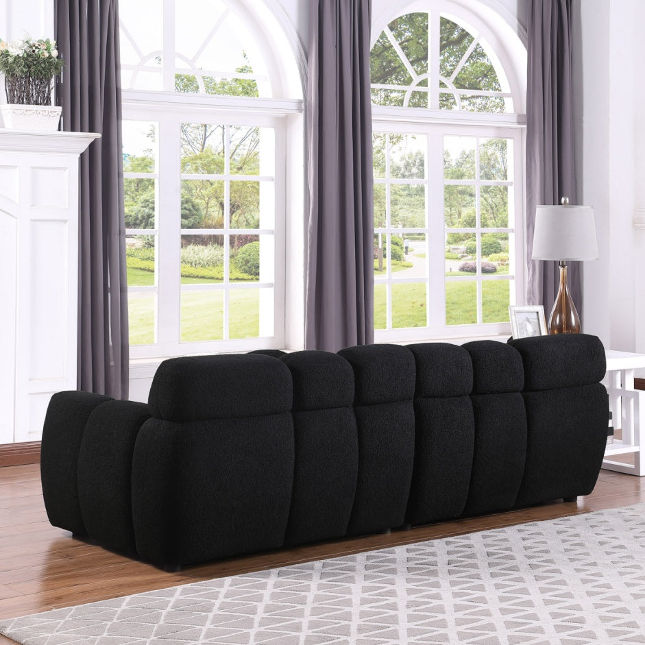 Black Boucle 3-Seater Sofa