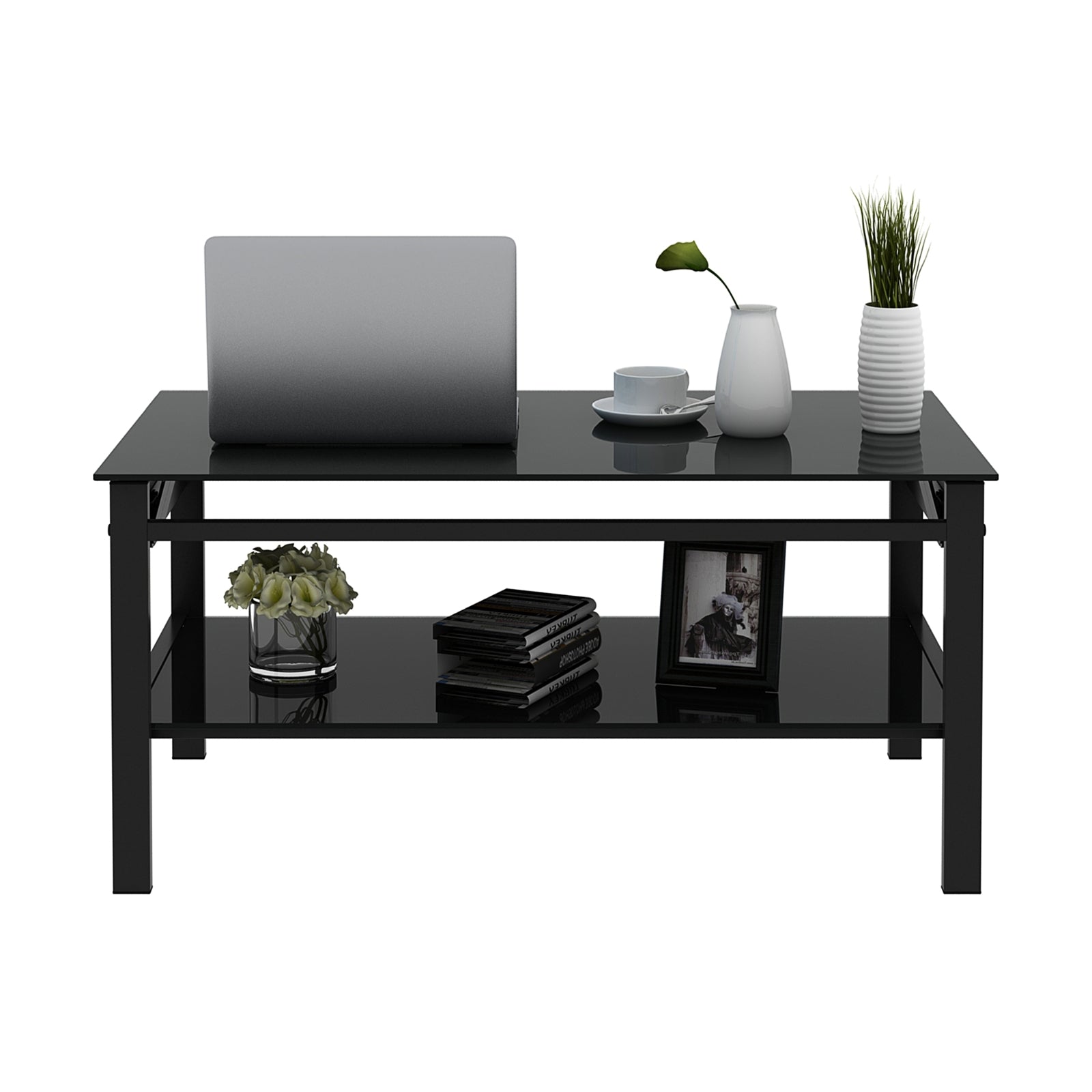 Black Glass Lift Top Table