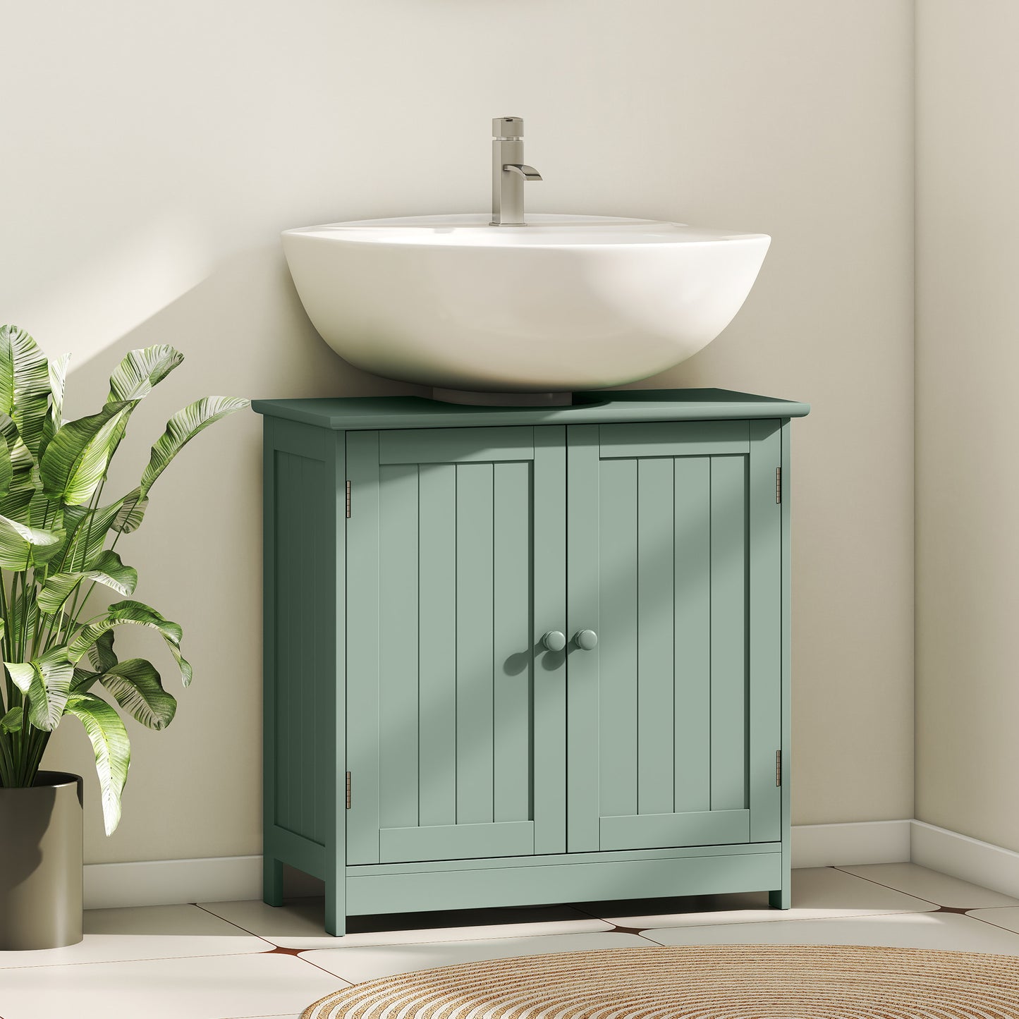 Bathroom Vanity Cabinet, Under Sink Bathroom Cabinet with 2 Doors and Adjustable Shelf, Dark Green