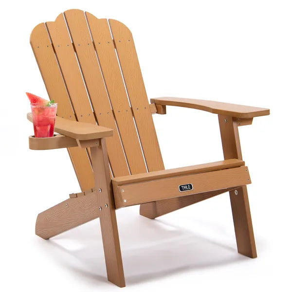 Silla Adirondack TALE para Patio Muebles de Exterior Pintados con Portavasos Madera Plástica Resistente a Todas las Climas y Antidesvanecimiento para Césped y Terraza