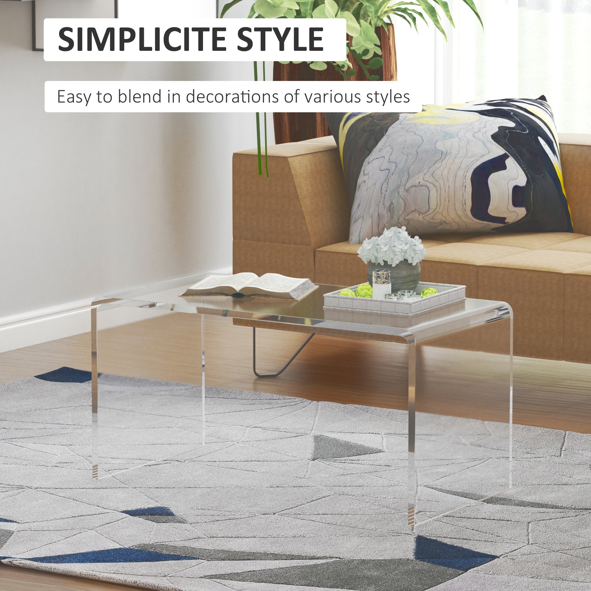 Clear Acrylic C-Shape Table