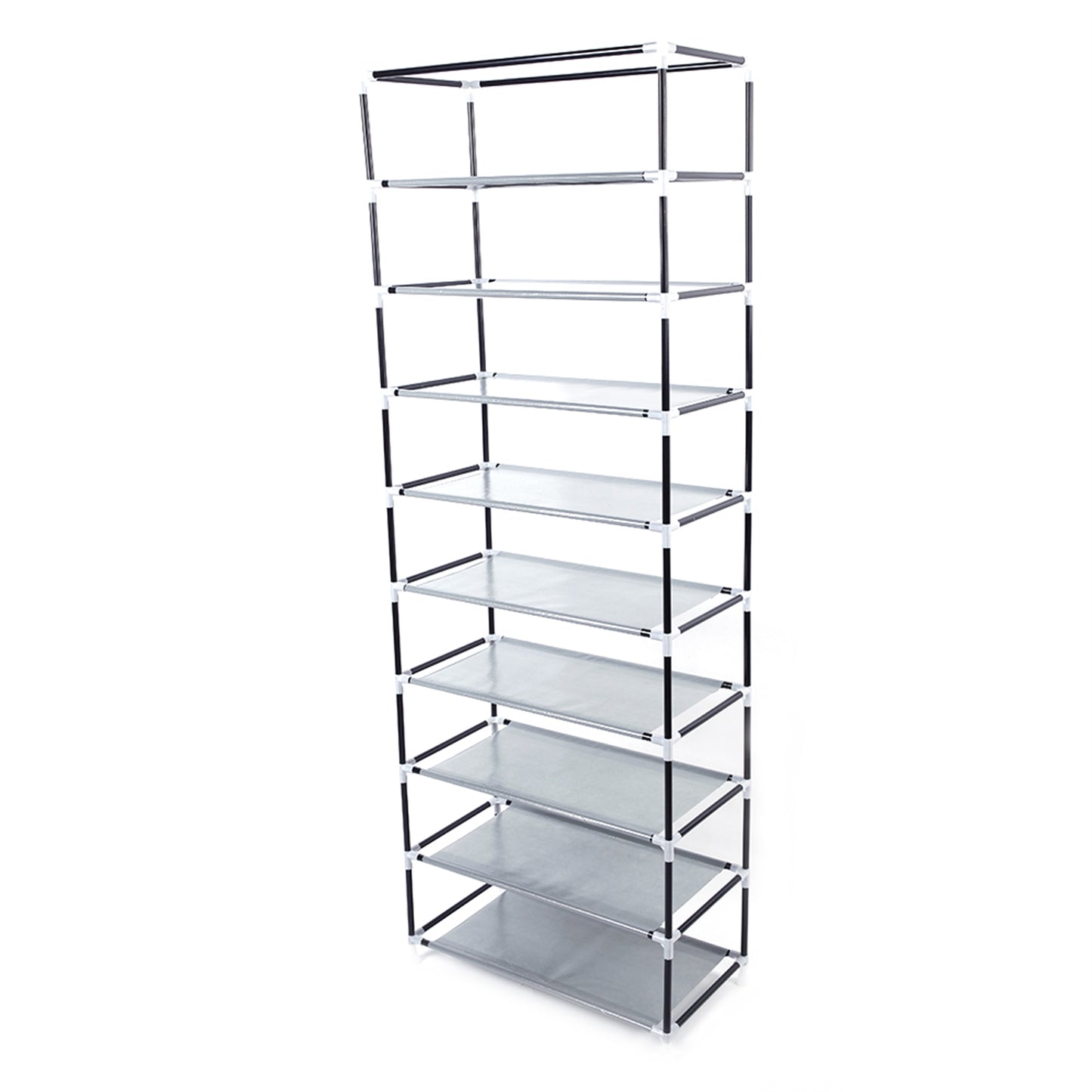 Narrow Shoe Rack With Nonwoven Fabric Covers 10 Tiers Tall Shoe Rack For Closet Entryway Sturdy Shoe Rack Organizer Holds 20-27 Pairs Free Standing Shoe Storage Cabinet Grey