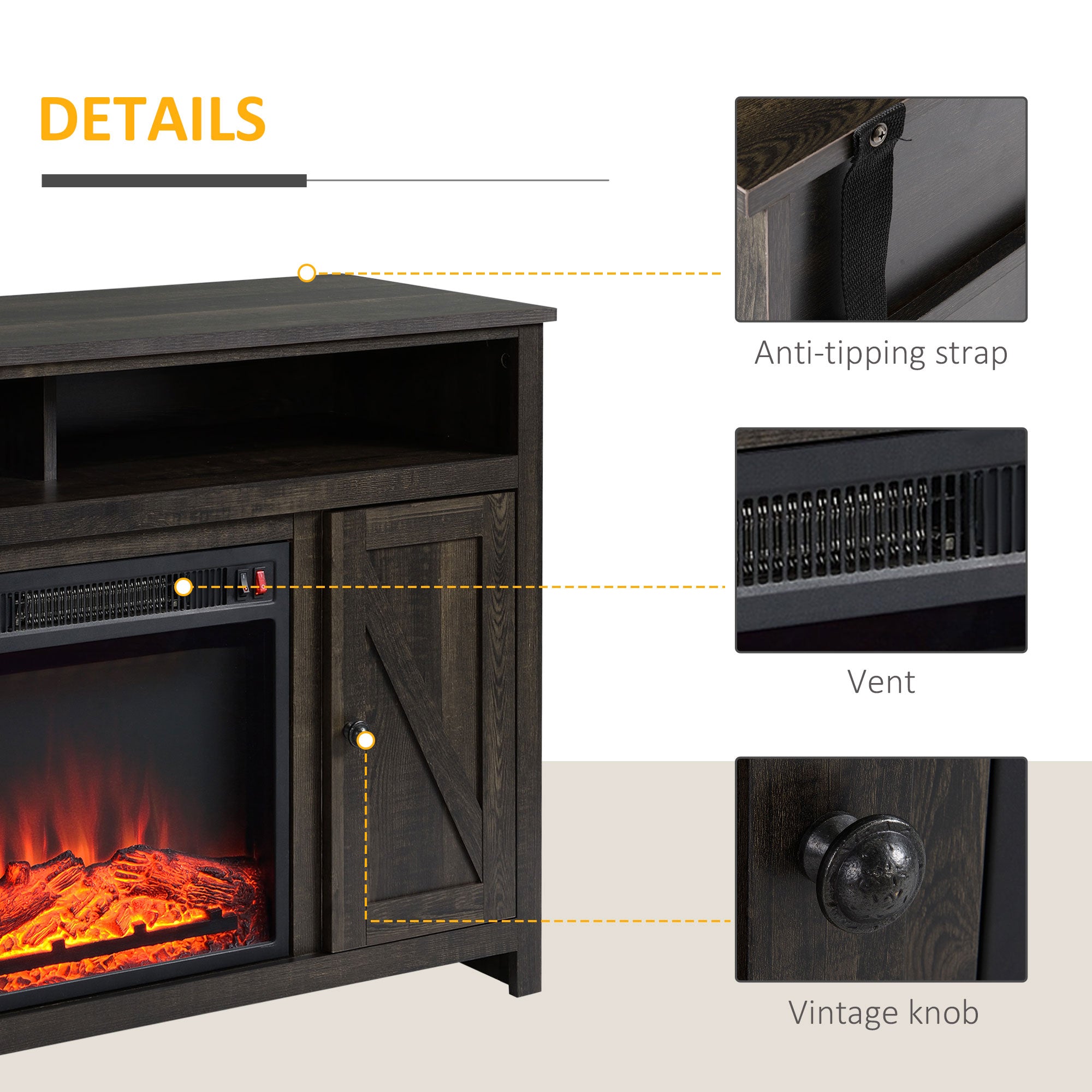 Walnut Electric Fireplace TV Stand