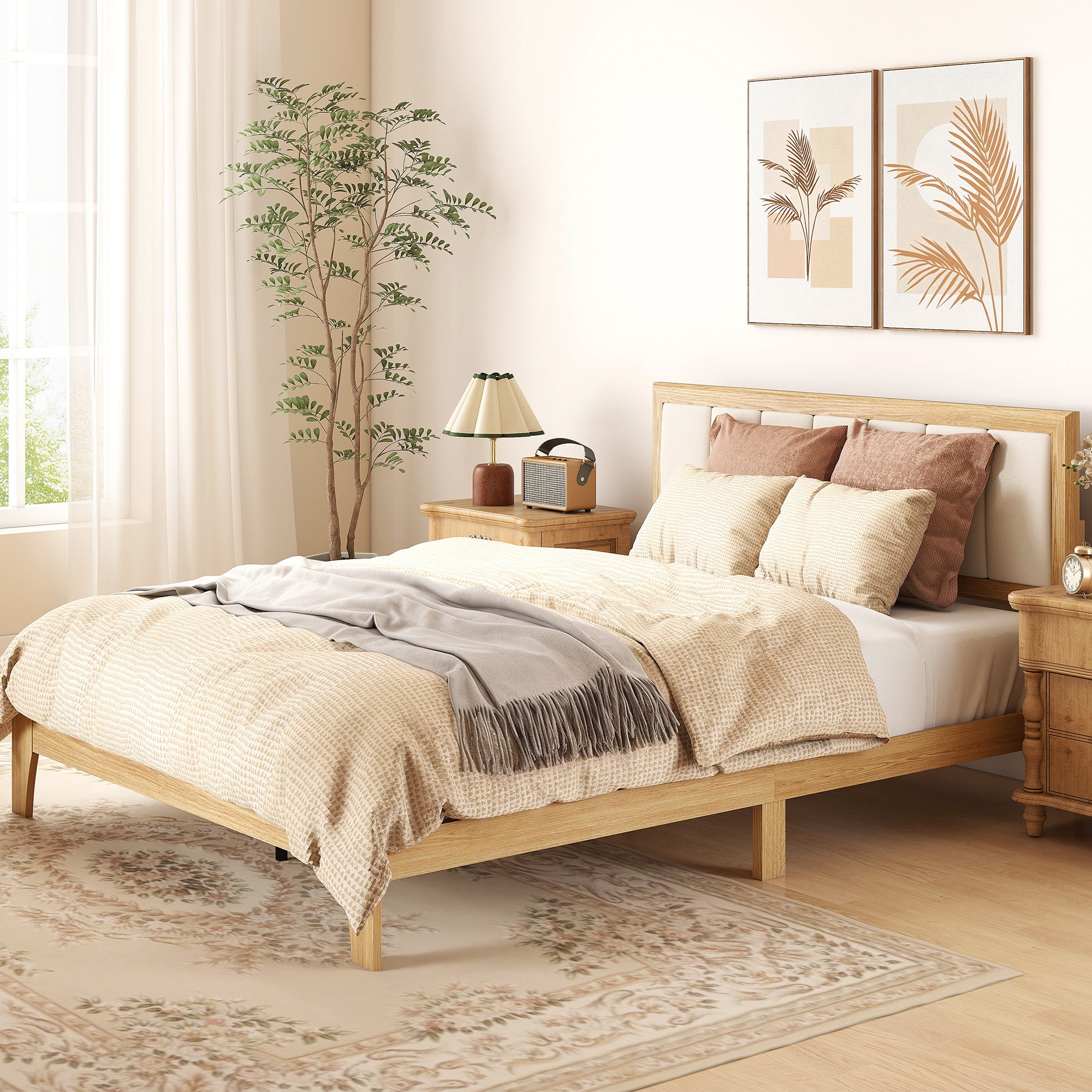Charcoal Linen Bed Frame