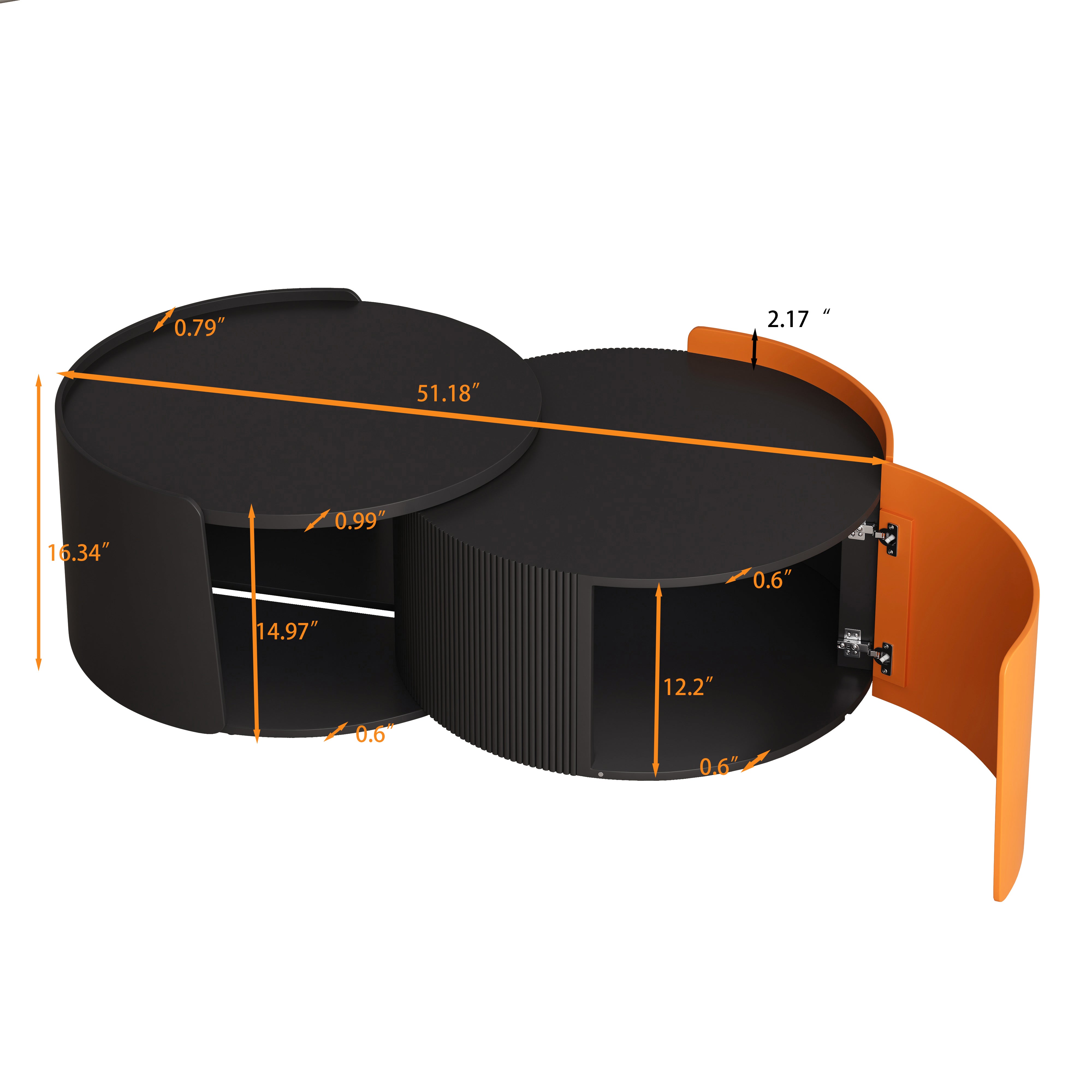 Mesa de Café Nidos, Mesas de Nido Redondas y Mesas Auxiliares para Espacios Pequeños, Mesas Laterales Modernas con Superficie Deslizante Extensible para Sala de Estar, Oficina, Negro, Sin Necesidad de Ensamblaje