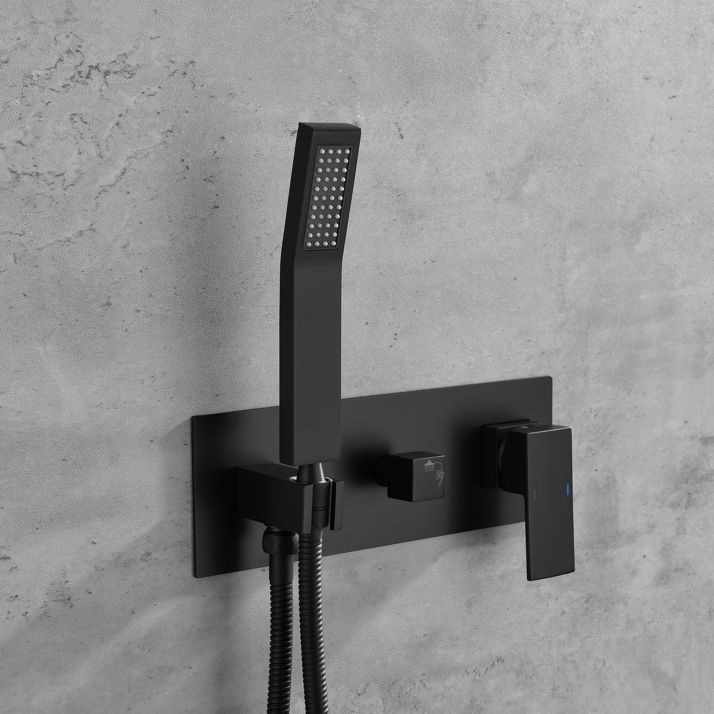 Brass Matte Black Shower Faucet With Shower System, 10 Inch Shower Head And Handheld Spray Bathroom Deluxe Faucet Combination