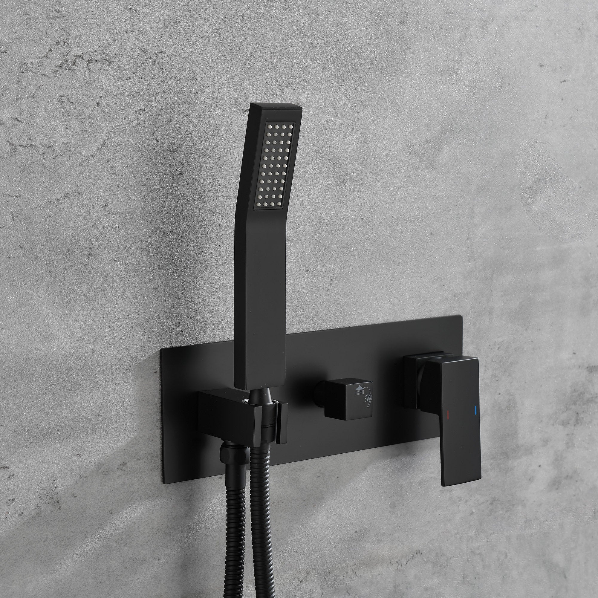 Grifo de Ducha en Latón Negro Mate con Sistema de Ducha, Cabezal de Ducha de 10 Pulgadas y Pulverizador Portátil, Combinación de Grifo de Baño Deluxe