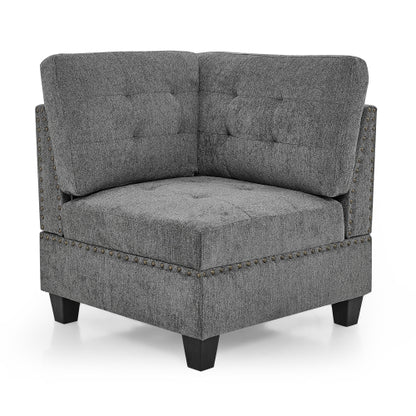 Corner Sofa For Modular Sectional,Grey Chenille 31.5x31.5x36.