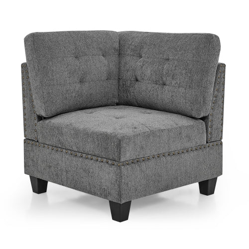 Sofá de Esquina para Seccional Modular, Chenille Gris 31.5x31.5x36.