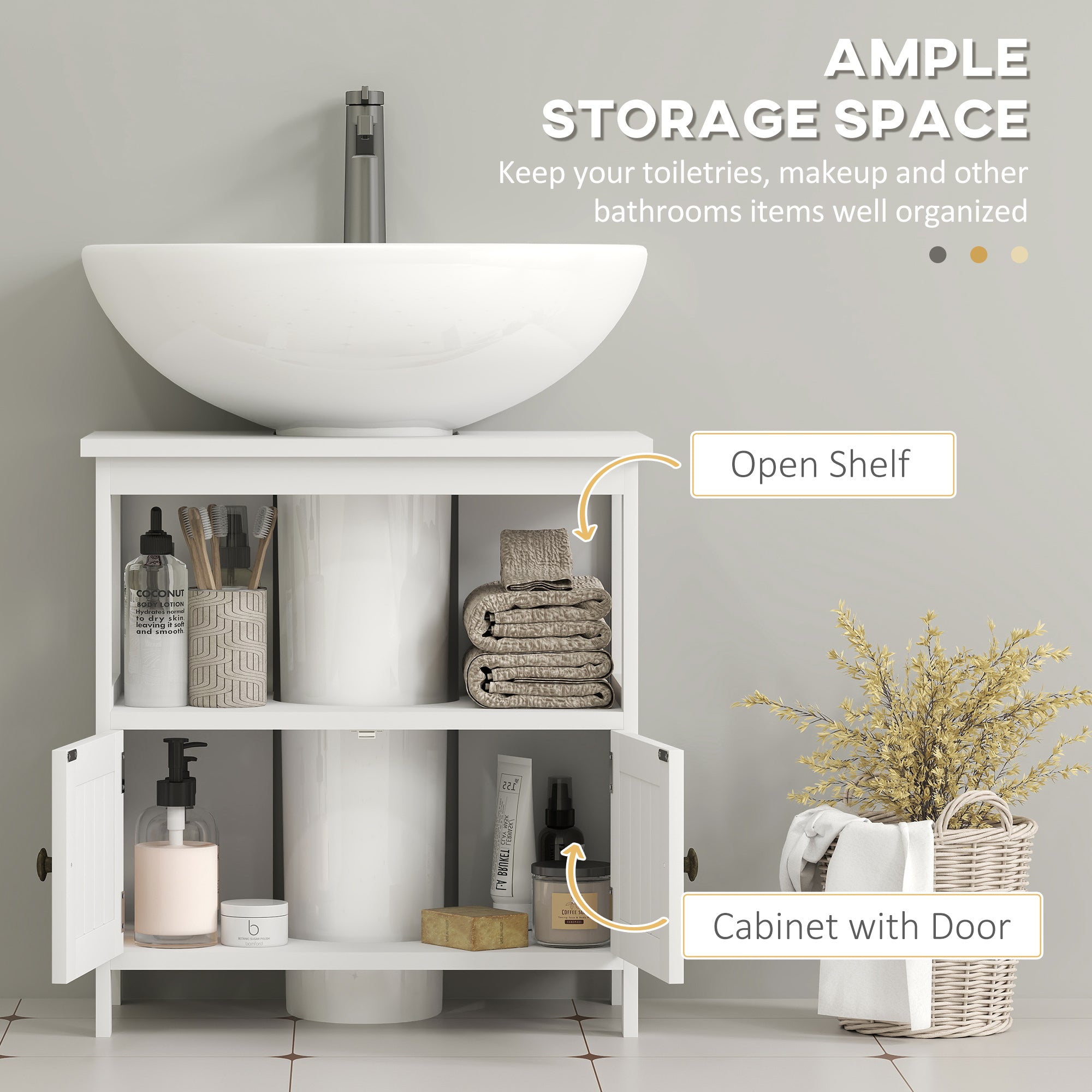 White Pedestal Sink Cabinet