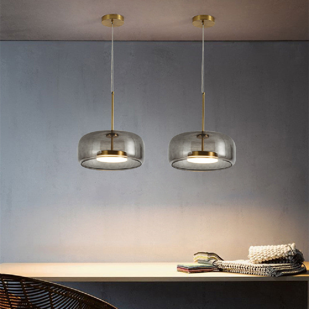Cognac Glass Disc Chandelier