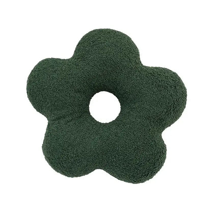 Dark green plush 3d flower decor nordic cushion with central hole for living room decorbites 3d flower set