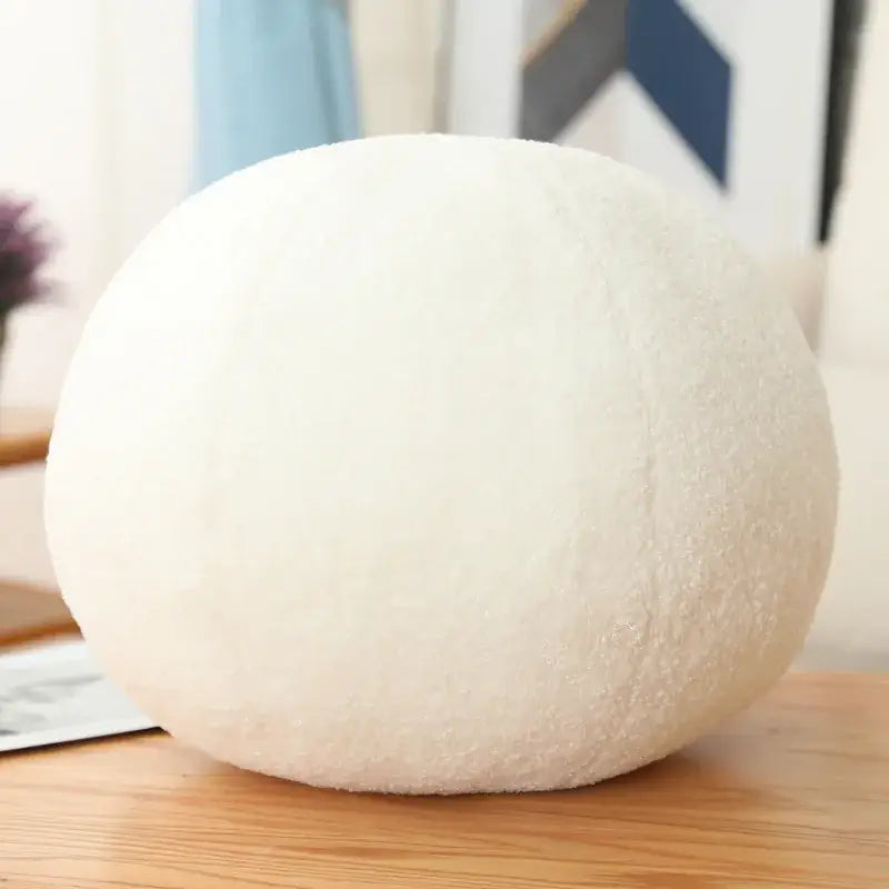 A plush round white decorbites 3d flower nordic cushion with a soft textured surface for living room use
