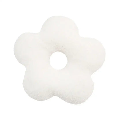 White fluffy flower-shaped pillow with central hole from decorbites 3d flower decor nordic cushion set for living room