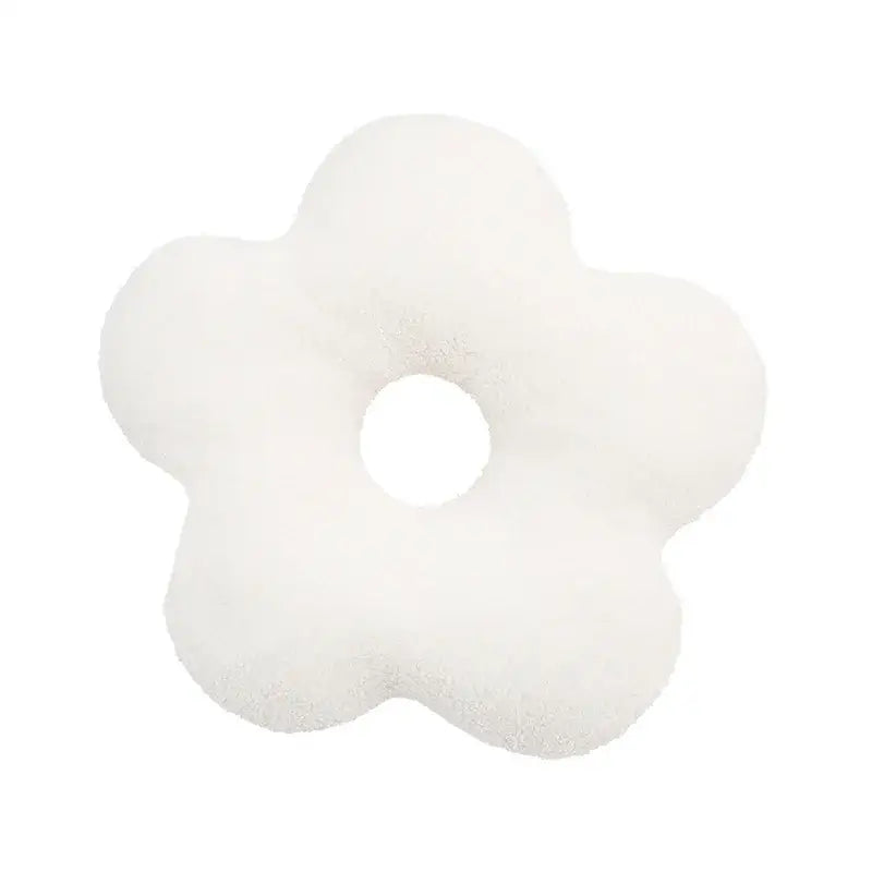 White fluffy flower-shaped pillow with central hole from decorbites 3d flower decor nordic cushion set for living room