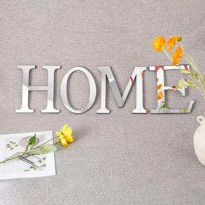 Silver mirrored home wall stickers with reflective letters and floral design decorbites 20cm gold for living room decor