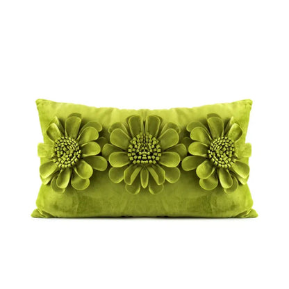 Lush lime green velvet flower pillow with 3d embroidered flowers pillow covers by decorbites for living room decor