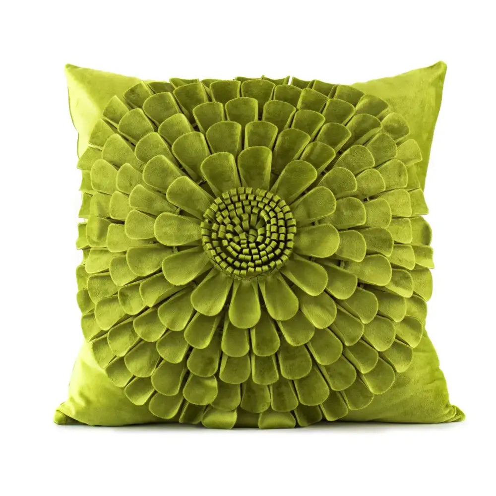 Lush lime green velvet flower pillow with 3d floral design for decorbites 3d velvet pillow covers and living room decor