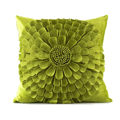 Lush lime green velvet flower pillow with 3d floral design for decorbites 3d velvet pillow covers and living room decor