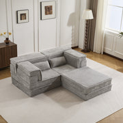 Light Grey 2-Seater Ottoman