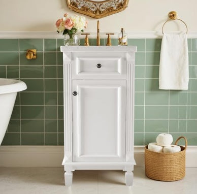 Mesa de Tocador de Baño con Lavabo, Gabinete de Fregadero de Mesa de Tocador con Puerta, Gabinete de Almacenamiento de Baño Independiente con Conjunto de Lavabo Sin Espejo ni Grifo