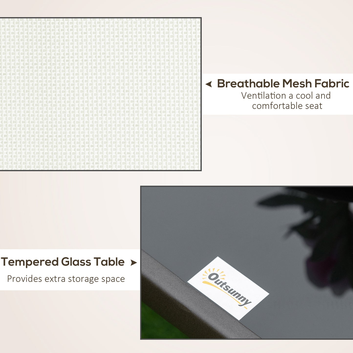 3-Piece Outdoor Gliders Set Bistro Set with Frame