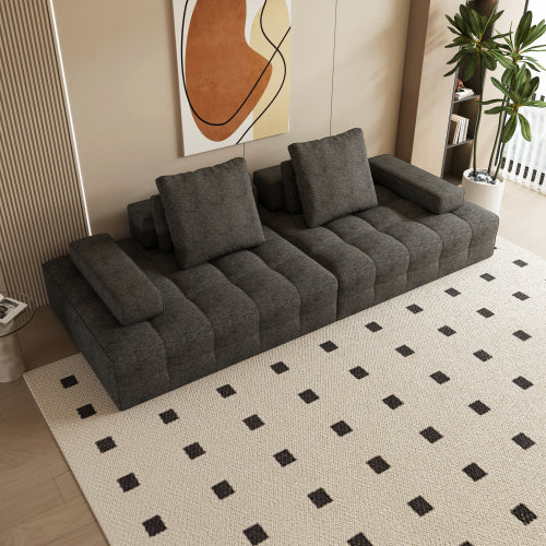 Sofá para la sala de estar, sofá tipo loveseat moderno con asientos extra profundos, reposabrazos cómodos, sofás para sala de estar en apartamento o lounge, ensamblaje fácil, gris
