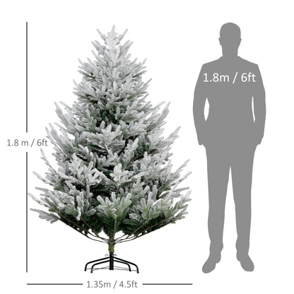 HOMCOM 6 Foot Artificial Christmas Tree, Pine Hinged Xmas Tree With 795 Realistic Branches, Steel Base, Auto Open, Green