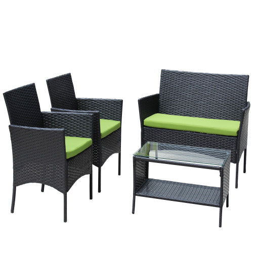 Green Rattan Patio Set