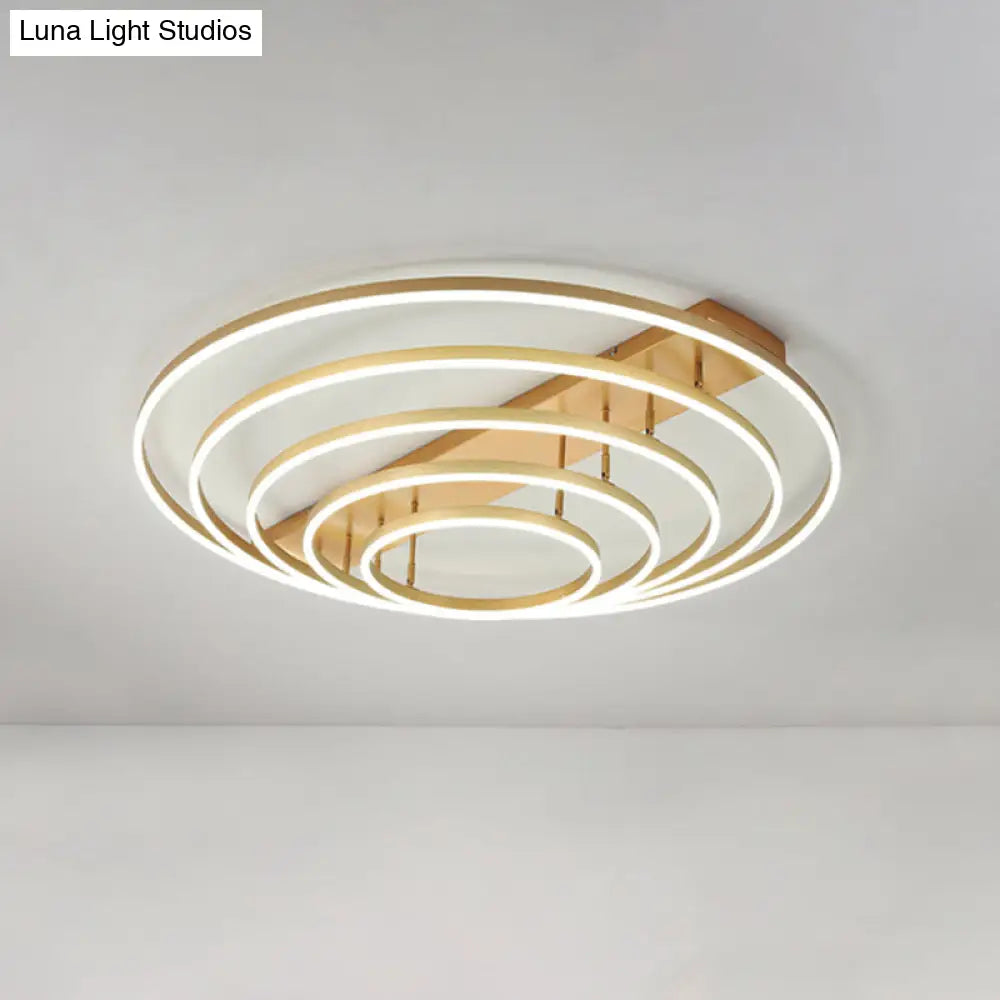 DecorBites™ DecorBites™ 4/5-Tier Tapered Rotating Ceiling Lamp - Modern Metallic Gold Hoop LED Semi Flush Mount in Warm/White Light