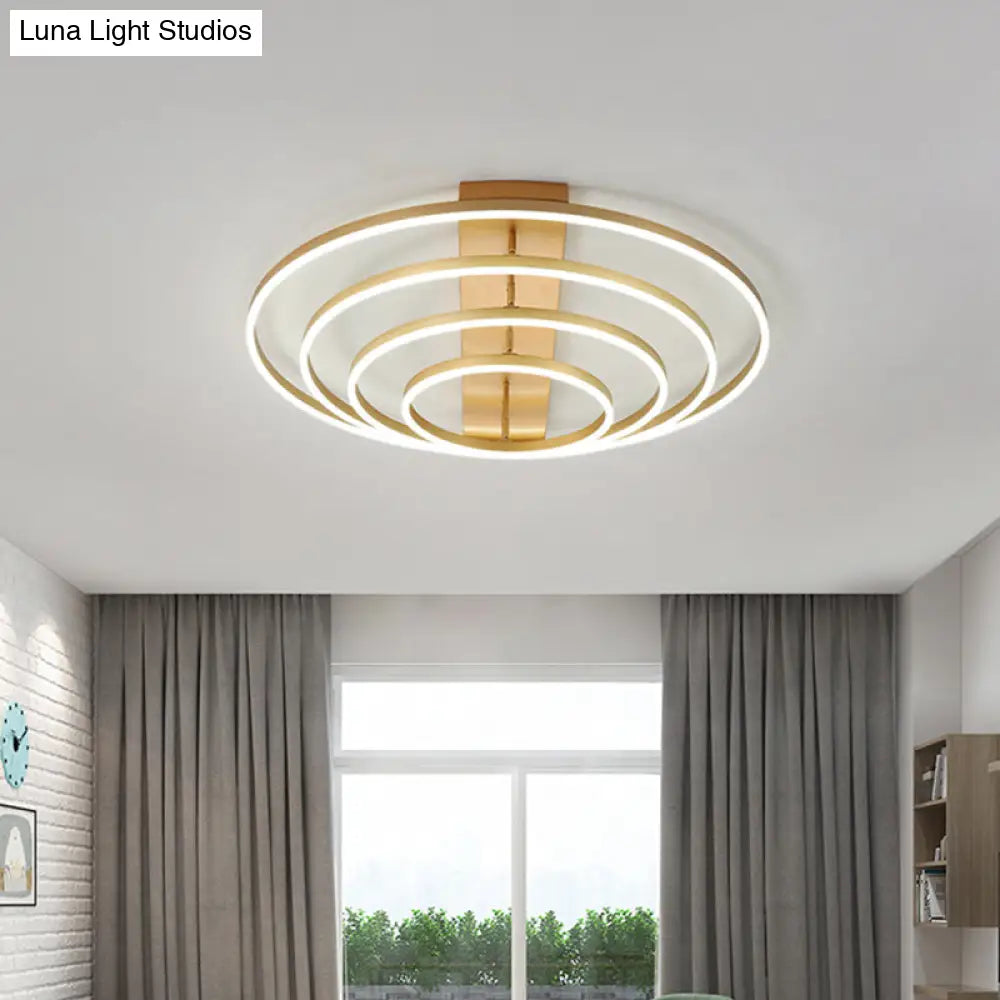 DecorBites™ DecorBites™ 4/5-Tier Tapered Rotating Ceiling Lamp - Modern Metallic Gold Hoop LED Semi Flush Mount in Warm/White Light