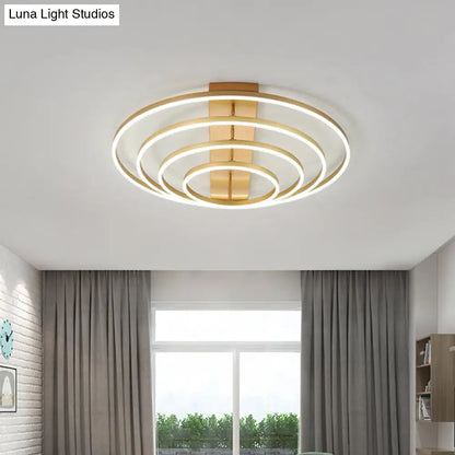 DecorBites™ DecorBites™ 4/5-Tier Tapered Rotating Ceiling Lamp - Modern Metallic Gold Hoop LED Semi Flush Mount in Warm/White Light