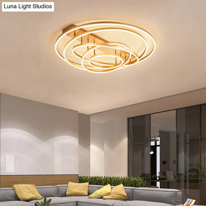 DecorBites™ DecorBites™ 4/5-Tier Tapered Rotating Ceiling Lamp - Modern Metallic Gold Hoop LED Semi Flush Mount in Warm/White Light