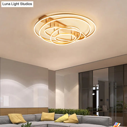 DecorBites™ DecorBites™ 4/5-Tier Tapered Rotating Ceiling Lamp - Modern Metallic Gold Hoop LED Semi Flush Mount in Warm/White Light