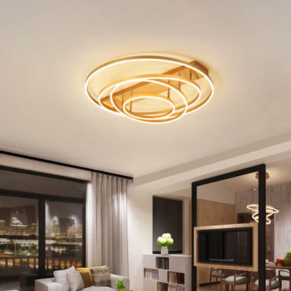DecorBites™ DecorBites™ 4/5-Tier Tapered Rotating Ceiling Lamp - Modern Metallic Gold Hoop LED Semi Flush Mount in Warm/White Light