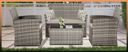 4 Piece Wicker Patio Furniture Set