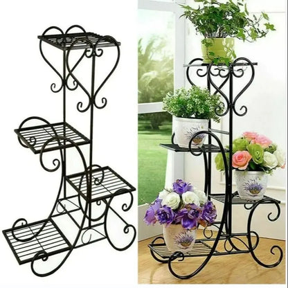4-Tier Metal Plant Stand - Indoor/Outdoor Display