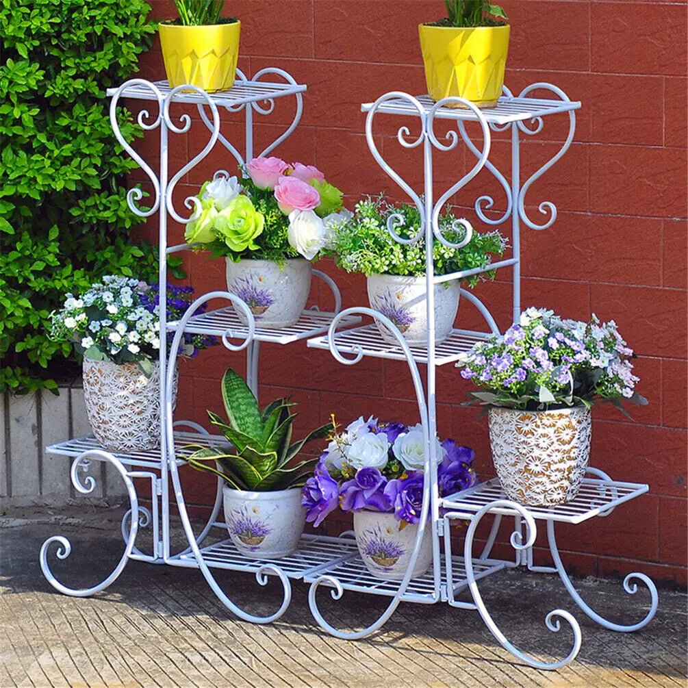4-Tier Metal Plant Stand - Indoor/Outdoor Display - WHITE / UNITED KINGDOM