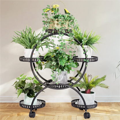 4-Wheel Plant Stand with 6 Pots