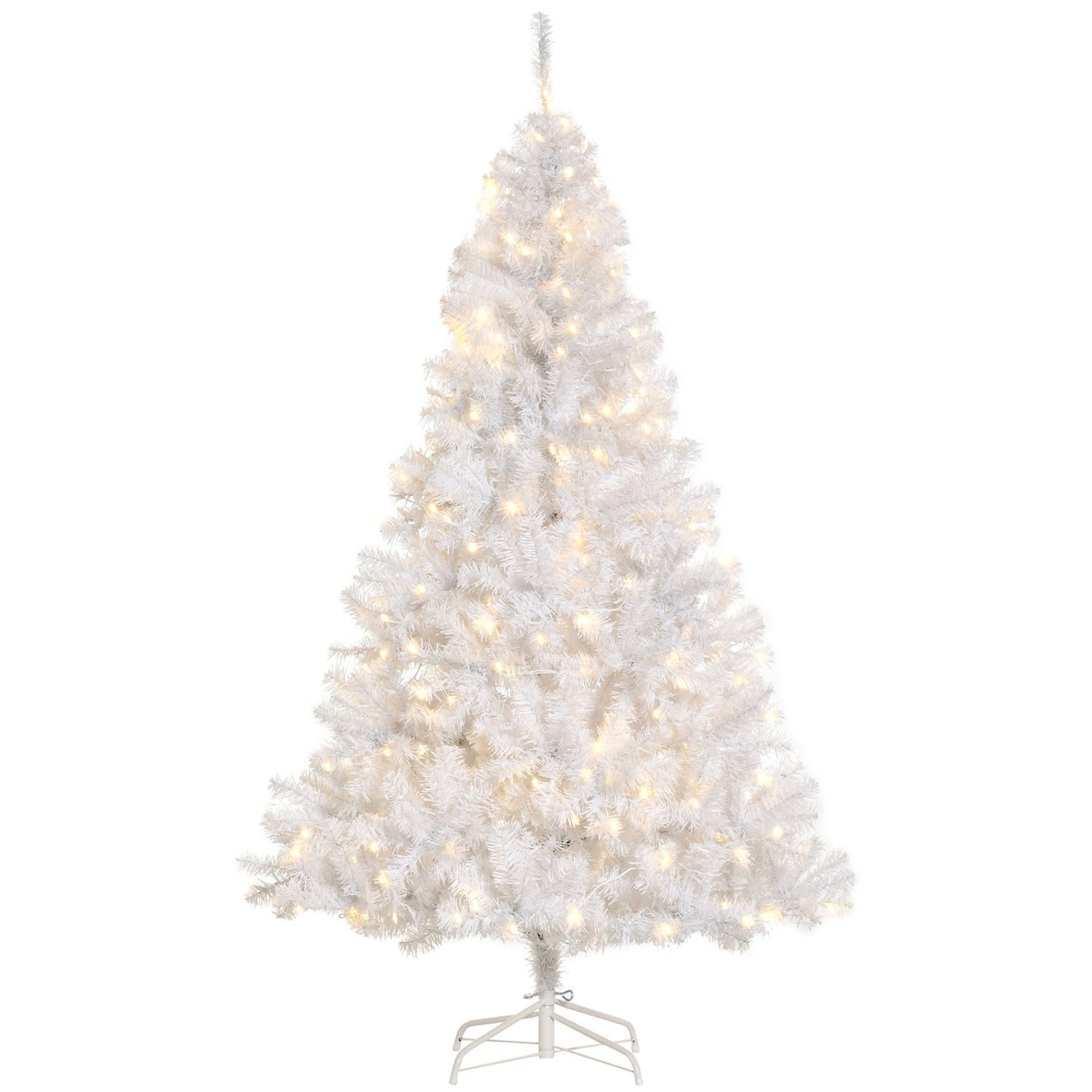 HOMCOM 6' Tall Prelit Christmas Tree Douglas Fir Artificial Christmas Tree With Realistic Branches, 250 Warm White LED Lights And 1000 Tips, White