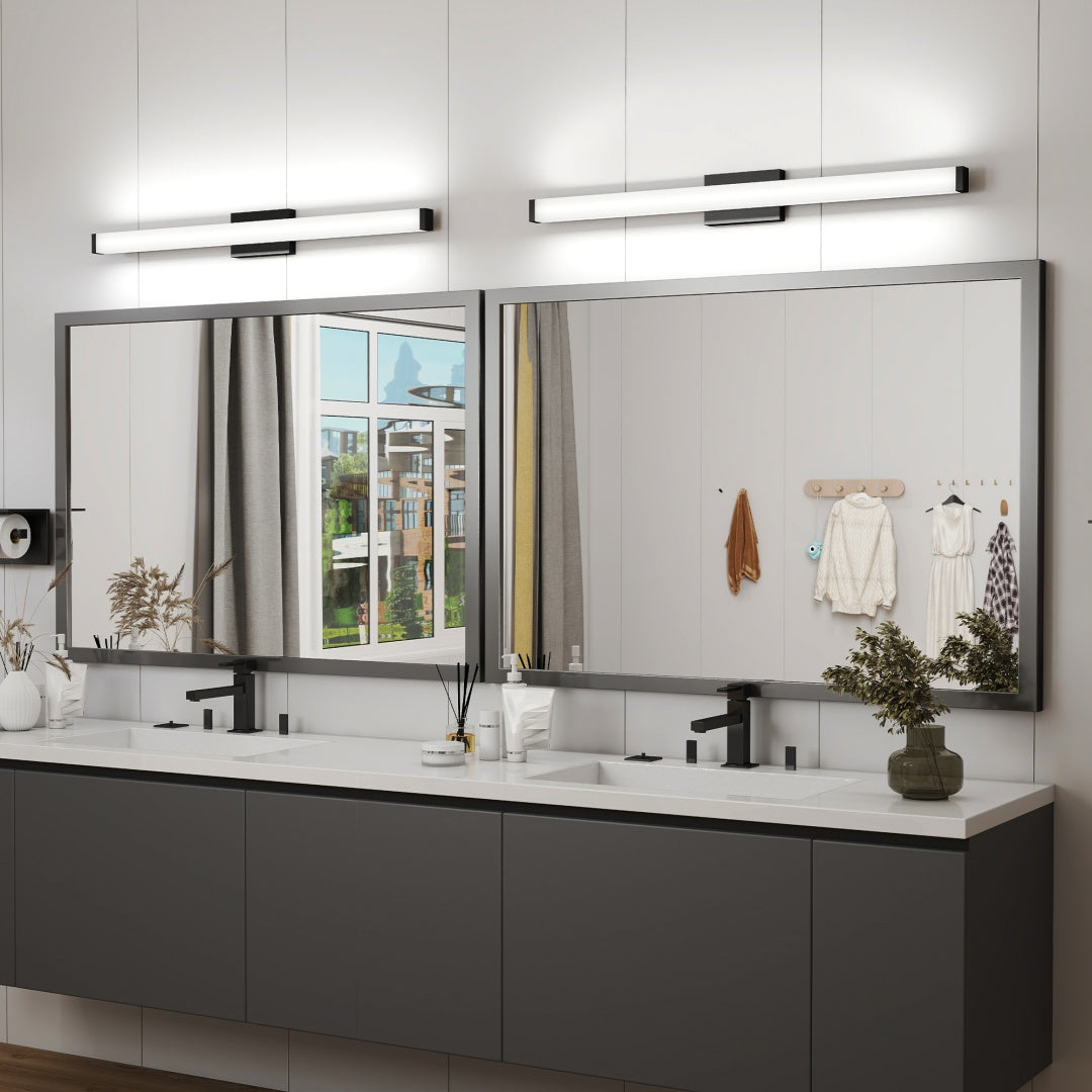 Luminarias de Baño Modernas Negras Sobre el Espejo de 41 Pulgadas con Luces LED para Tocador Barra para Baño