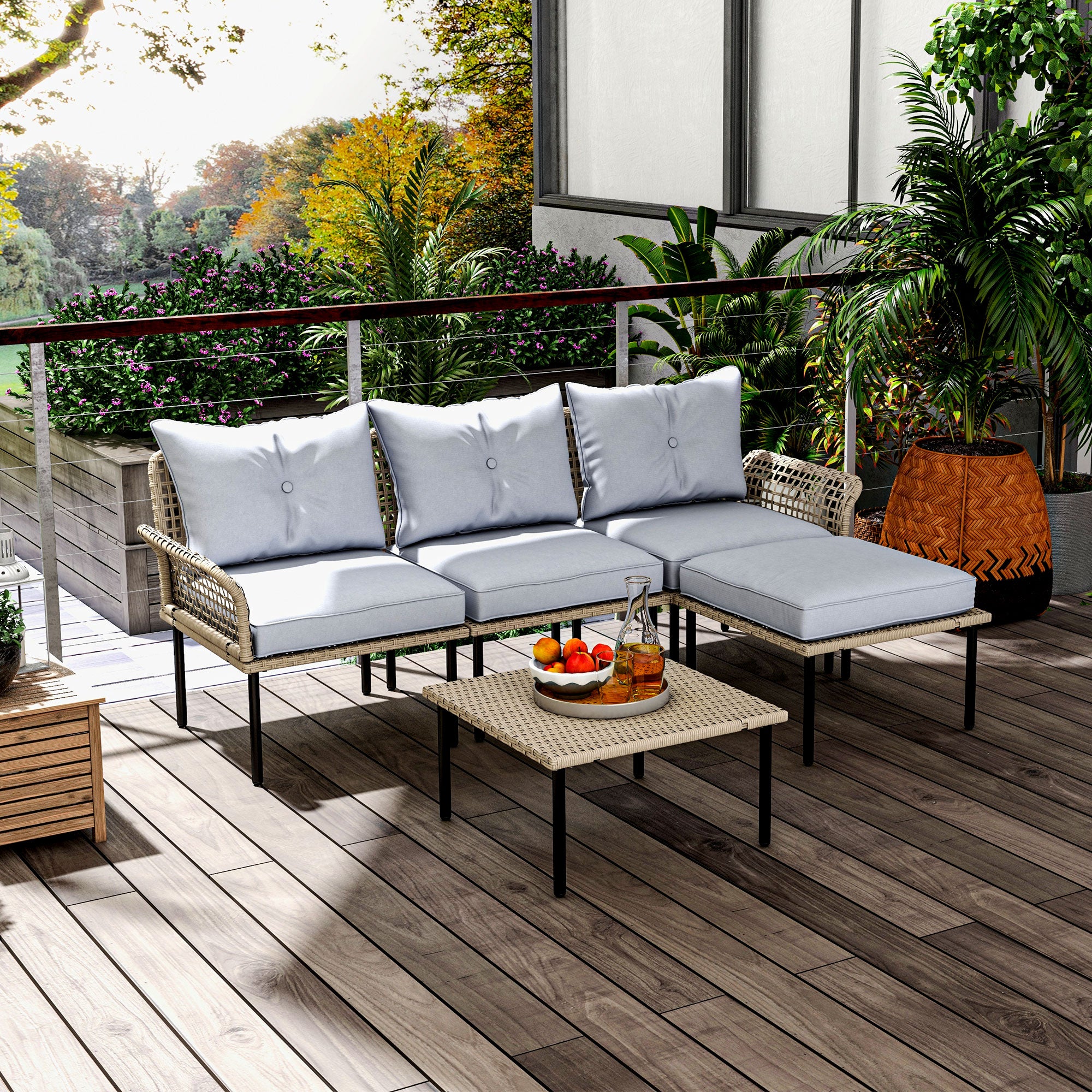 Juego de Muebles de Patio de 5 Piezas con Sofá
