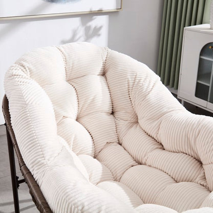 Outdoor Rattan Rocking Chair,Padded Cushion Rocker Recliner Chair Outdoor For Front Porch, Living Room, Patio, Garden, White-Prohibited From Selling On The Temu Platform