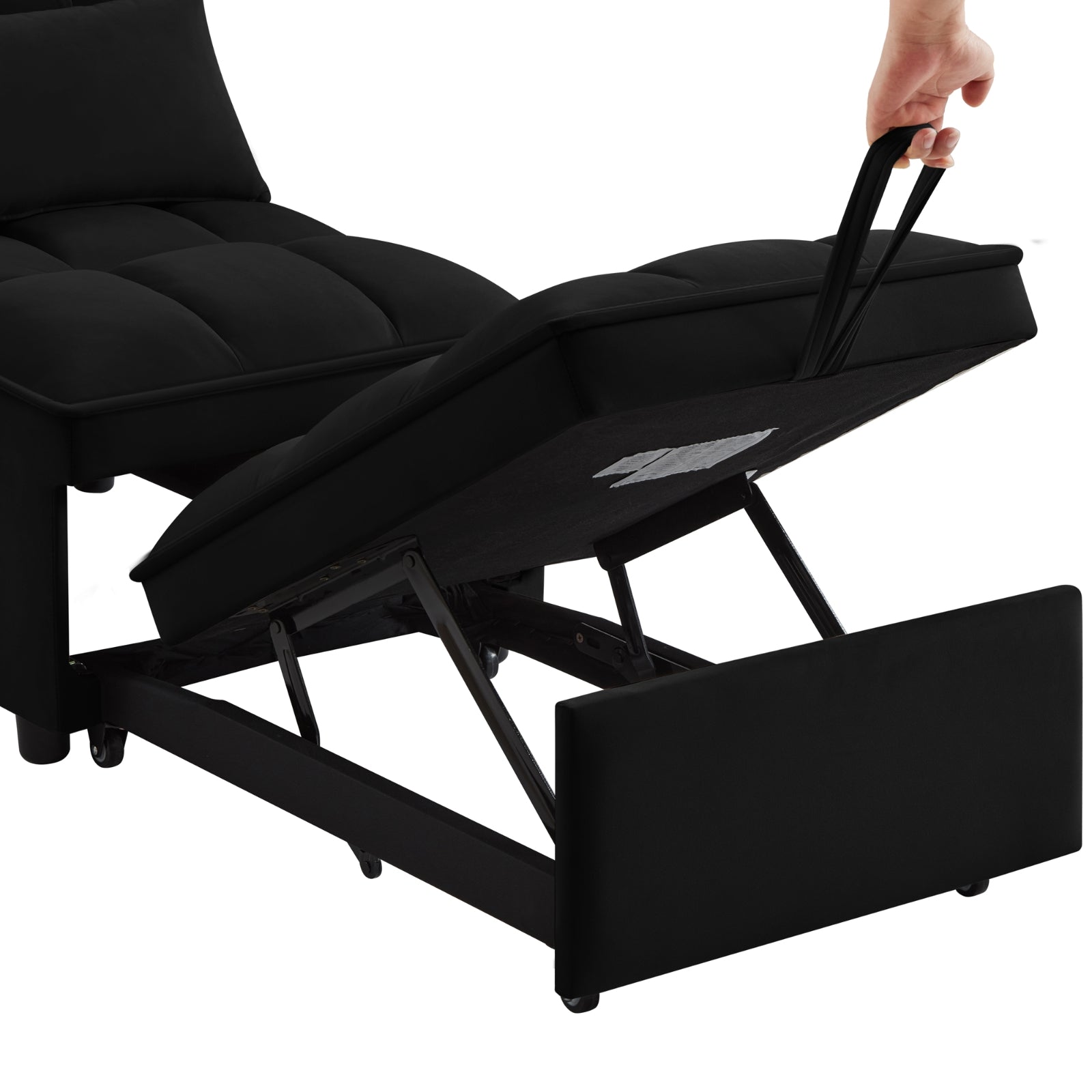 Sofá cama individual multifuncional 4 en 1 con bolsillos de almacenamiento, sofá cama individual con extracción y respaldo acolchado ajustable