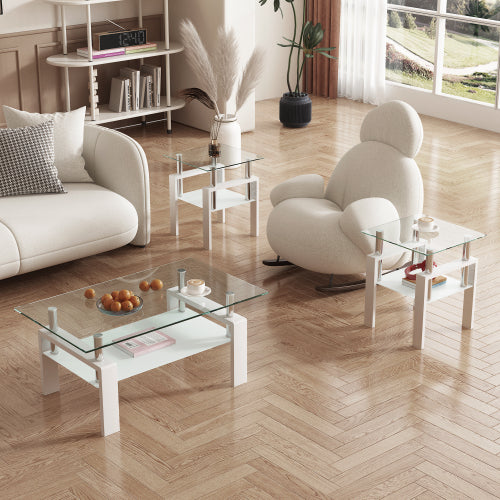 White Glass Square Tables