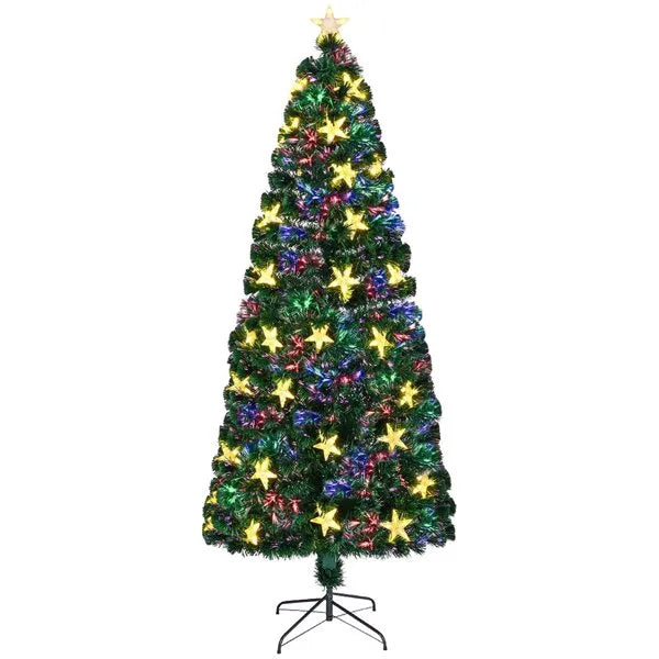 Fiber Optic Spruce Tree With Large Stars