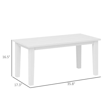 Rectangle Outdoor Coffee Table, HDPE All-Weather Outdoor Patio Table With Slatted Tabletop For Yard, Balcony, White