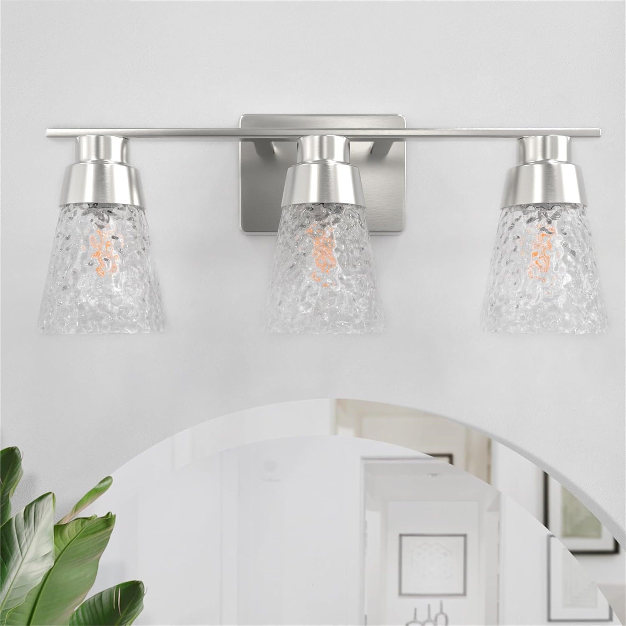 Nickel Hammered Glass Sconce