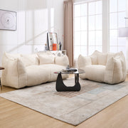 Sofá-Cama de Habichuelas de Peluche Comprimido - Relleno de Espuma de Alta Resiliencia, Silla de Salón de Boucle Ultra Suave para Una o Dos Personas, Asiento Acogedor para la Sala de Estar para Leer, Jugar y Relajarse, Ahorro de Espacio por Vacío