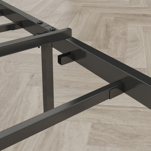 Bettgestell in Queensize mit Lade-Station, gepolstertem Kopfteil, Metallplattform, Grau